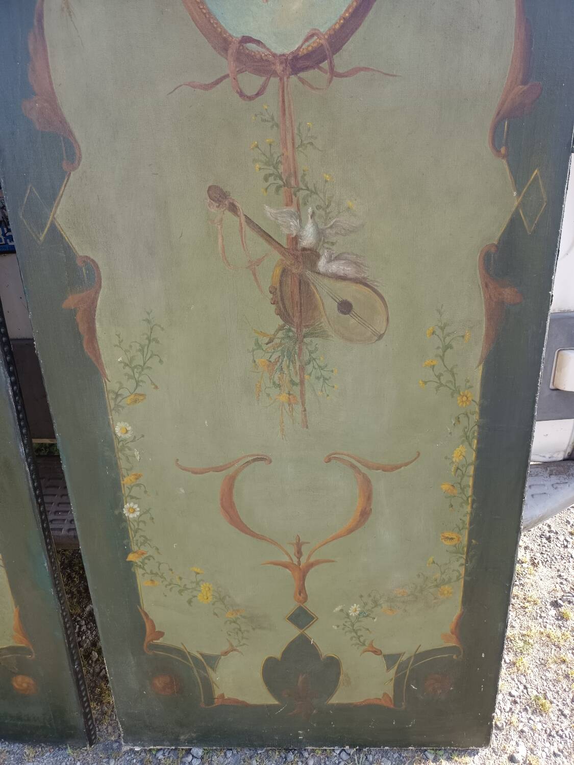 Two painted canvases