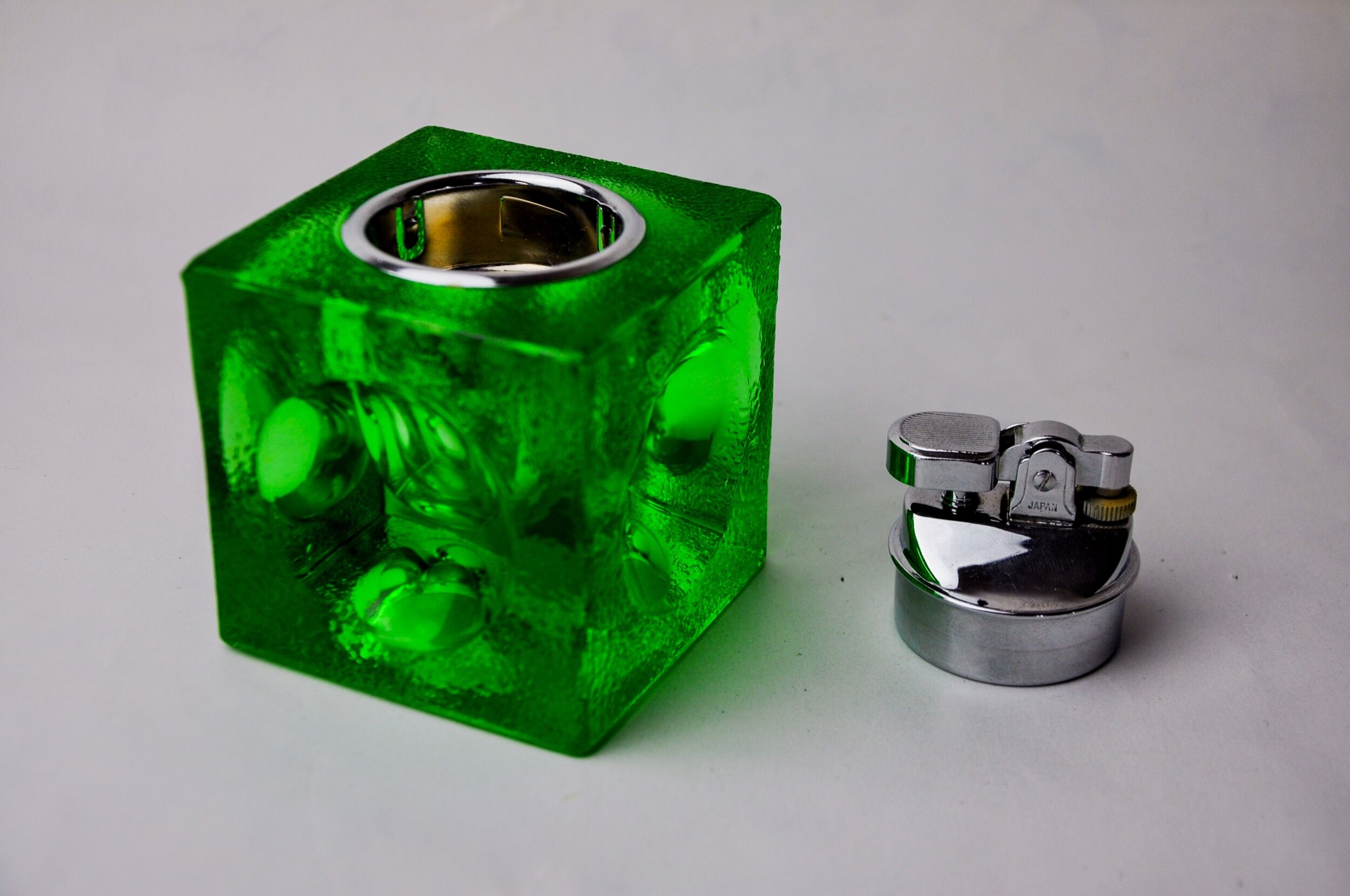Green ice lighter by Antonio Imperatore, murano glass, Italy, 1970