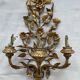 Vintage art deco gold iron flower and leaf wall light