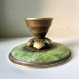 Scandinavian ART DECO candle holder in Bronze with verdigris patina