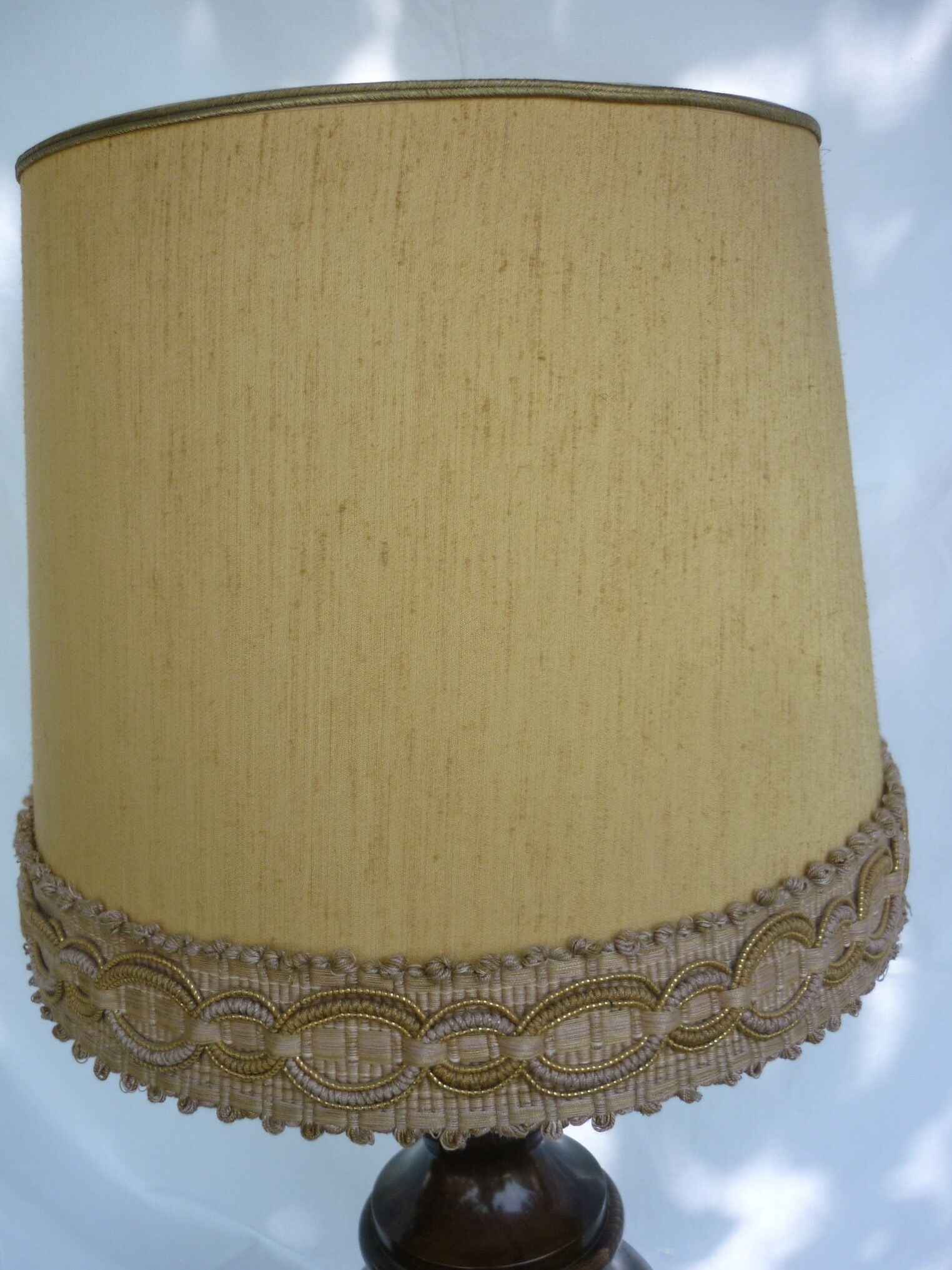 Vintage turned wood lamp 70s