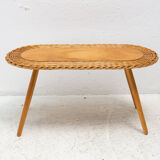 Mid century rattan stool by Jan Kalous for ÚLUV, 1960´s, Czechoslovakia