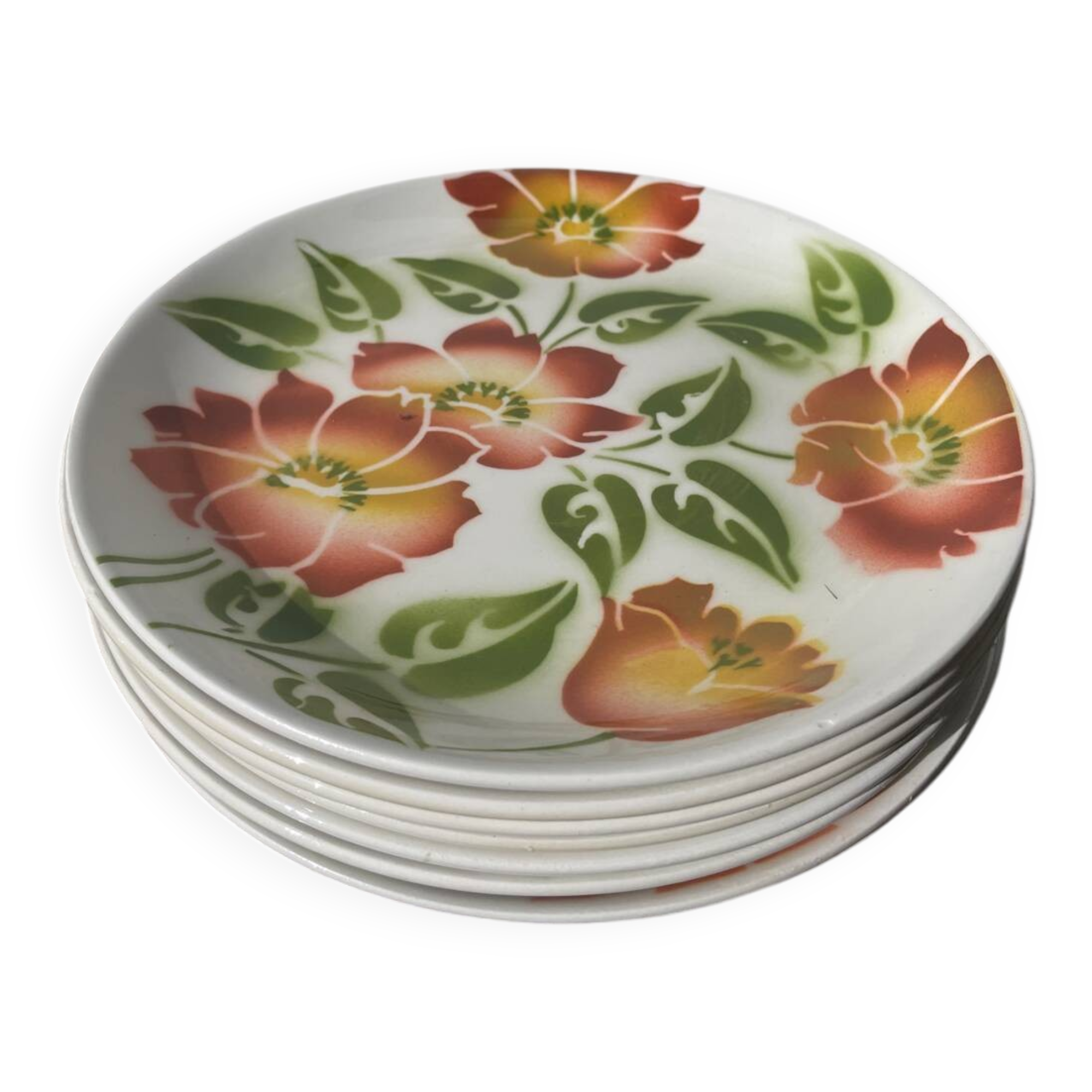 8 Moulin des Loups flower-patterned dinner plates