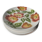 8 assiettes plates à fleurs Moulin des Loups