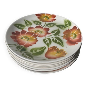 8 Moulin des Loups flower-patterned dinner plates