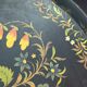 Oval tray, 19th century, hand-painted sheet metal, butterfly & bouquet, Napoleon III