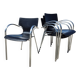 Set 4 postmodern black chrome stackable chair Jim for Kens 1990s