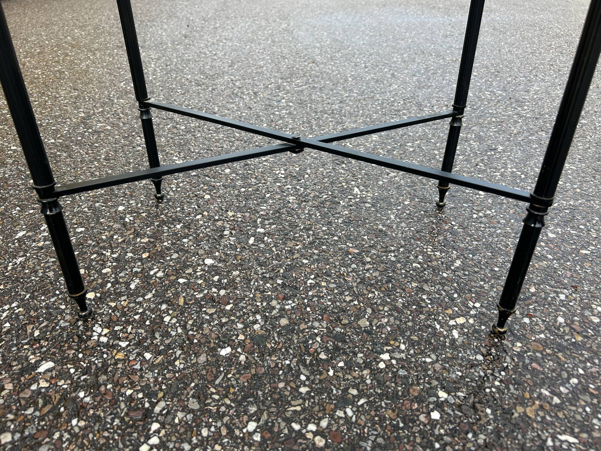 Oval glass and brass coffee table 1950