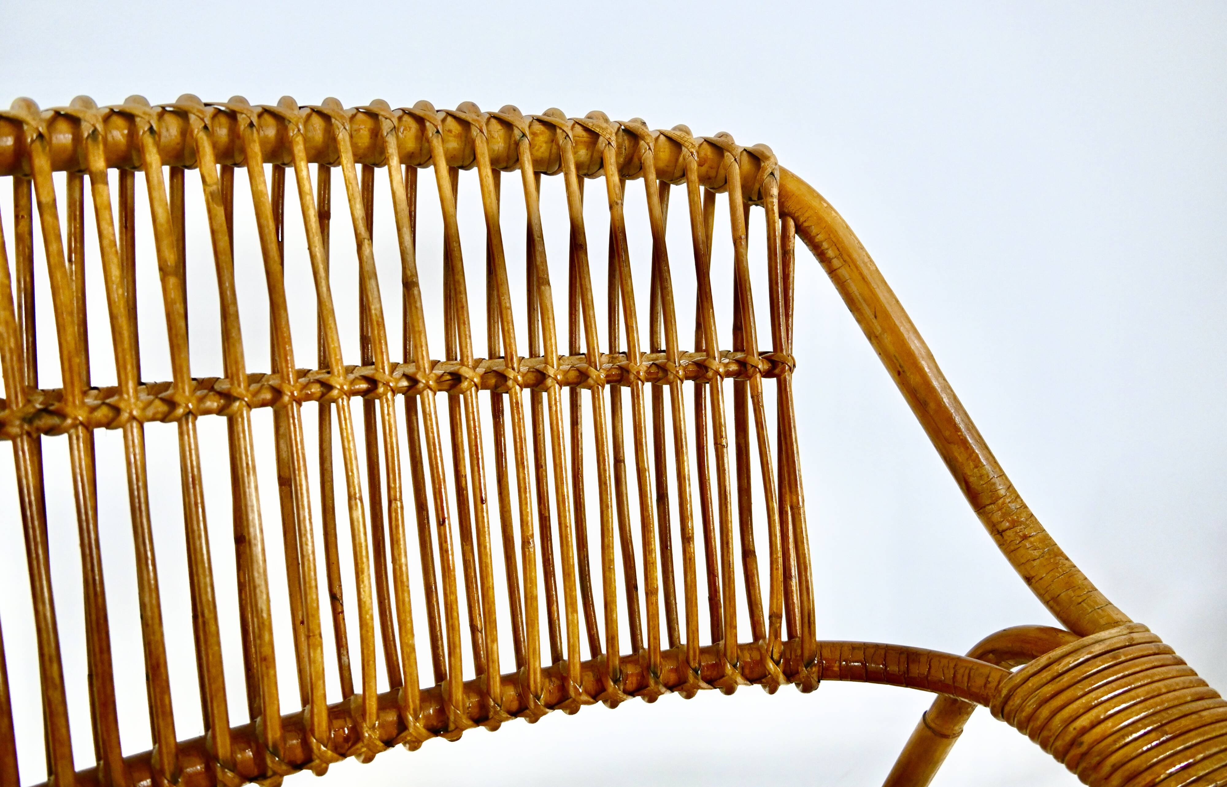 Pair of Italian rattan armchairs, 1960s