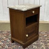 1930s Art Deco oak and marble top bedside table