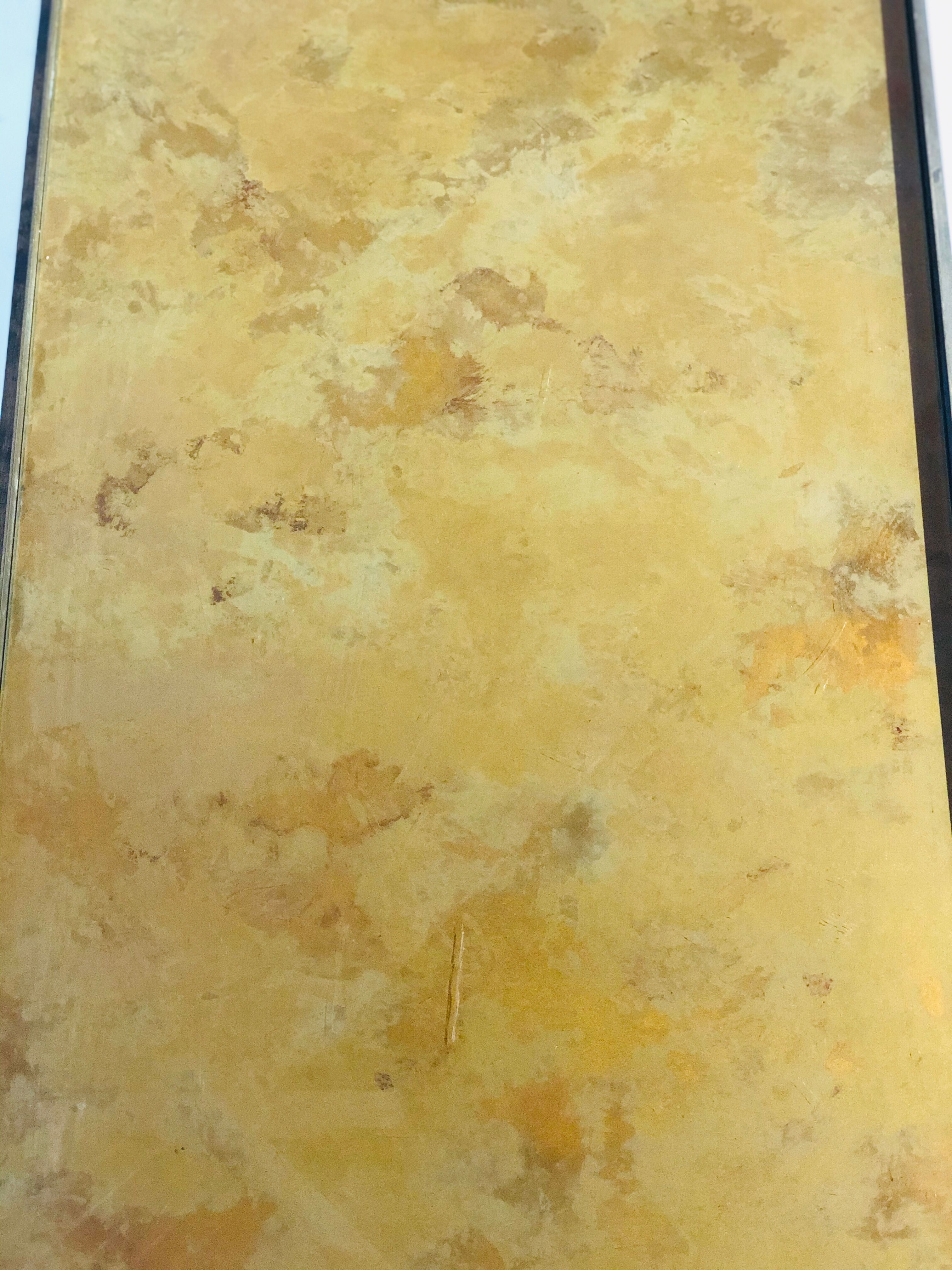 Vintage coffee table in agglomise glass and brass