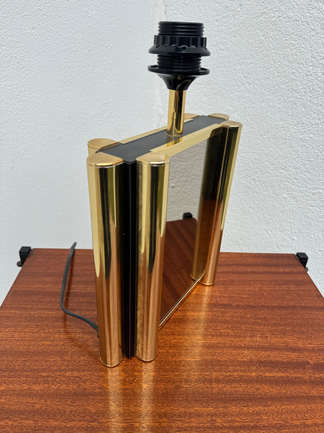 Smoked mirror lamp brass 1970s