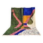 Tapis berbère en laine naturelle fait main à motifs colorés