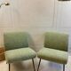 Refurbished vintage Kiss Pelfran armchairs – green bouclé fabric