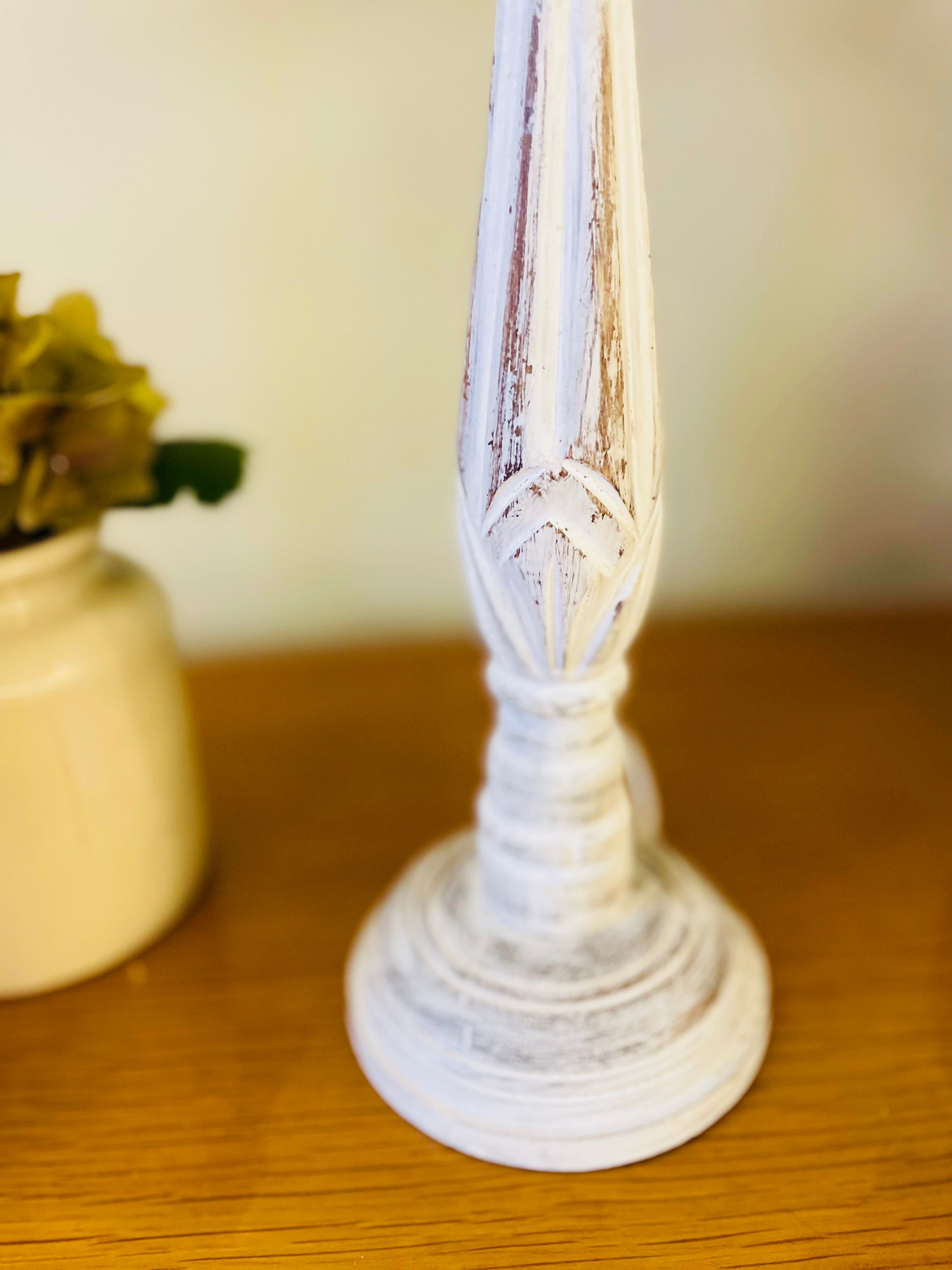 Wooden lamp foot patina white shabby