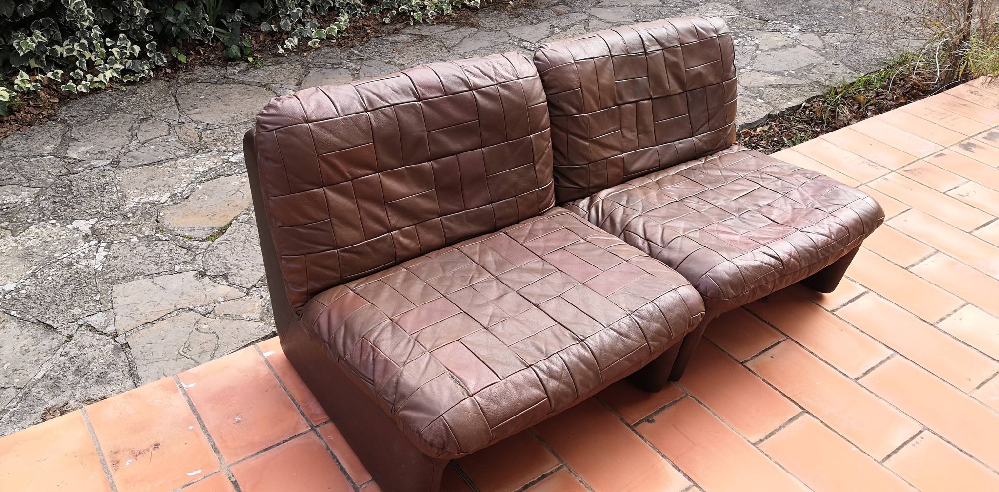 Tranas Sweden patchwork leather heaters by OVERMAN, 1970 Set of 2