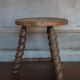 Vintage stool, old wooden stool, tripod stool