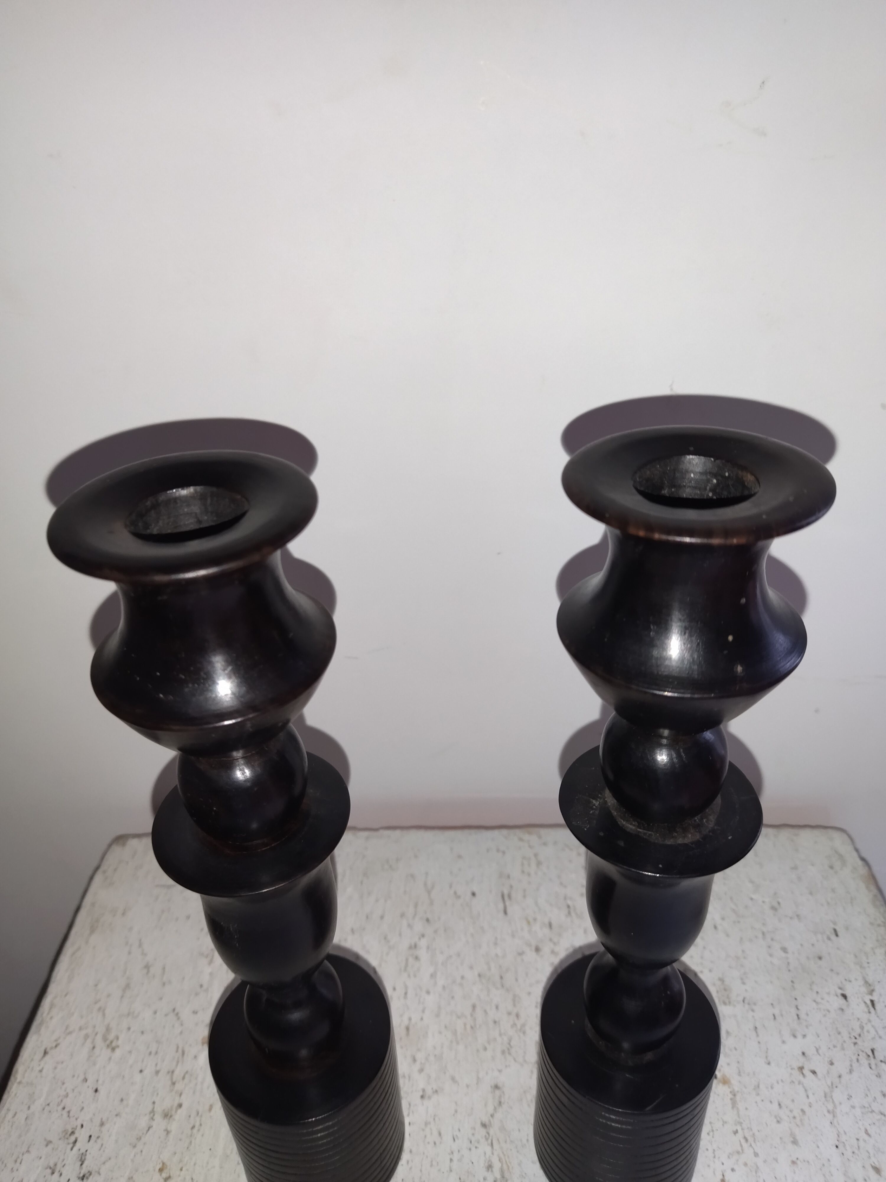 Pair of ebony candle holders art-deco candleholder