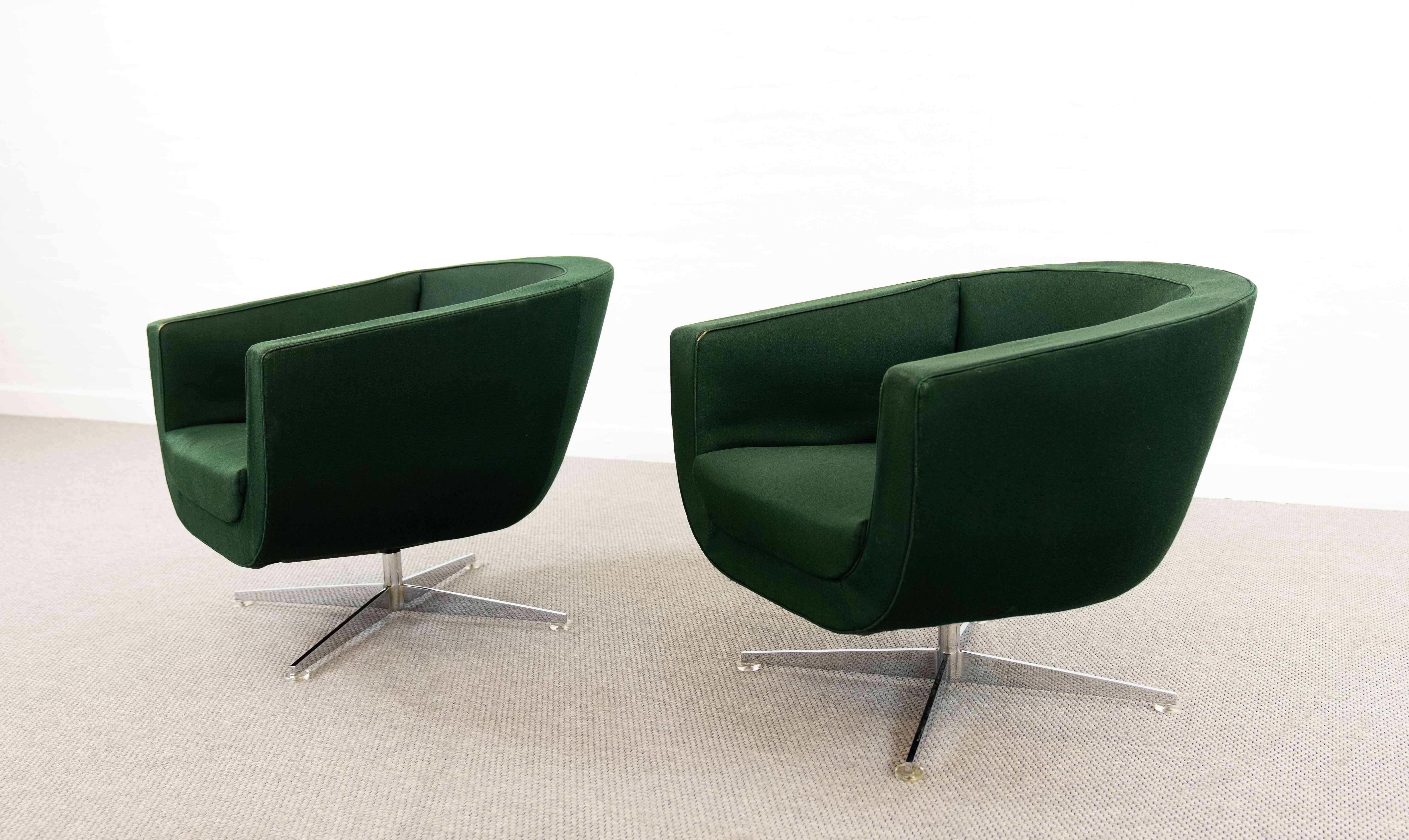 Vintage Mid Century Clubchairs - Cocktail Chairs in dark green fabrics 60s