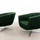 Fauteuil sen tissu vert foncé années 60