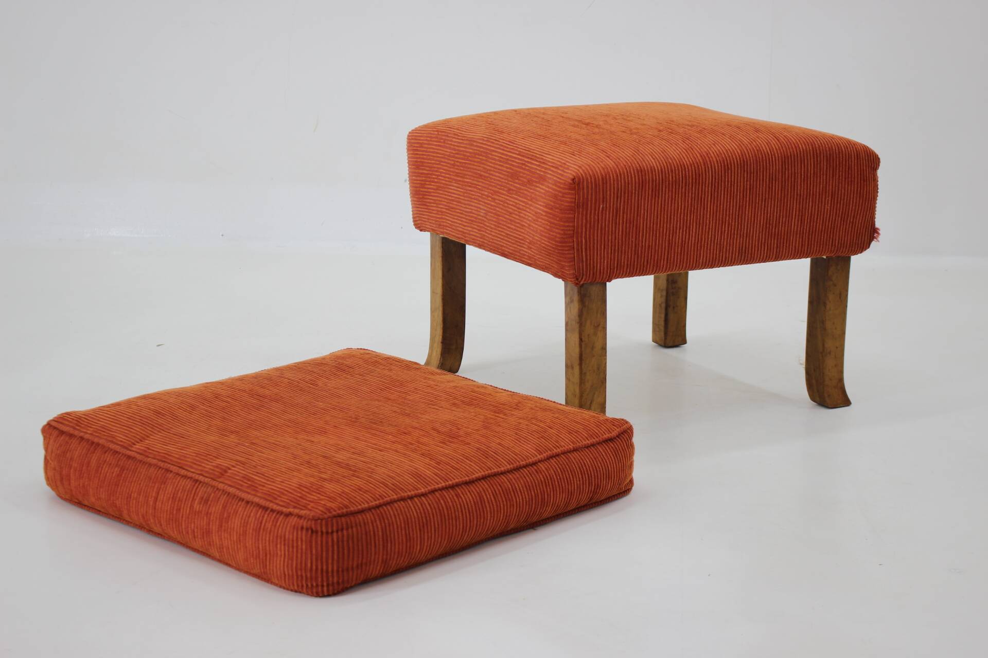 1930s art deco armchair with tabouret, czechoslovakia