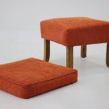 1930s art deco armchair with tabouret, czechoslovakia