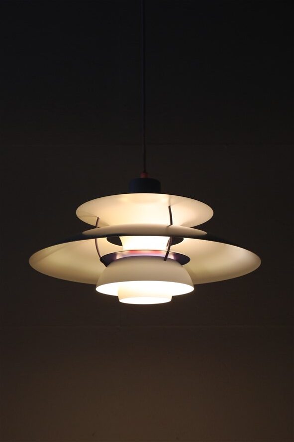 Louis Poulsen / Poul Henningsen “PH 5” pendant lamp with glass diffuser / Mid-century Danish modern design / PH5