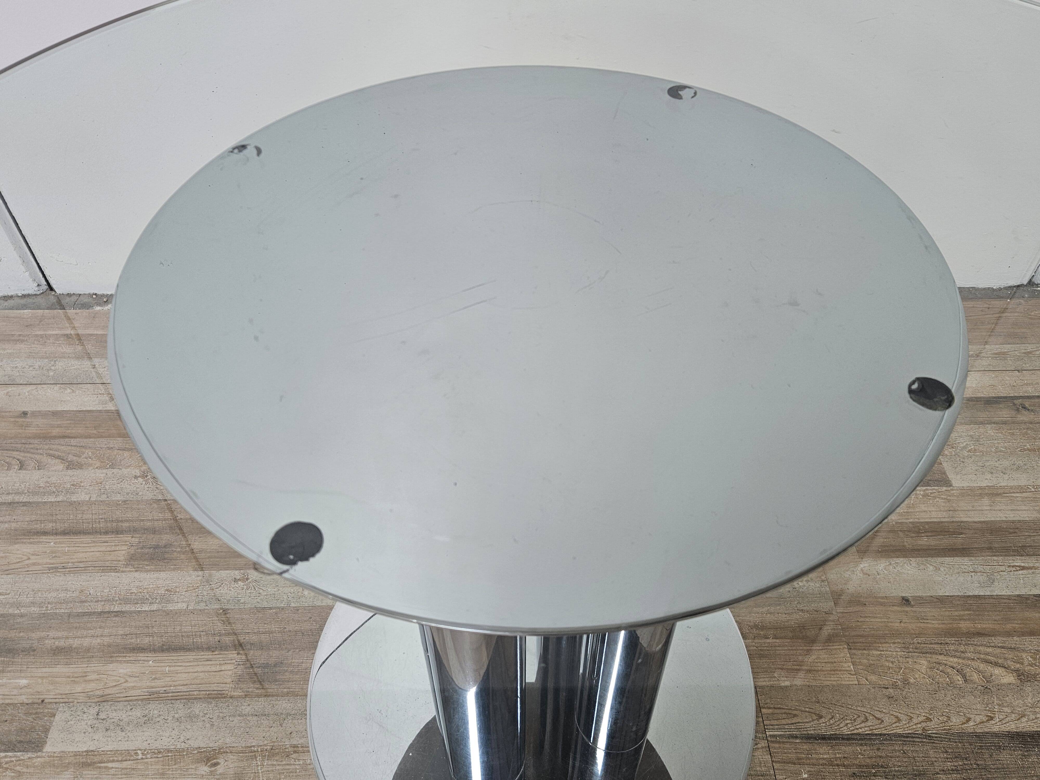 Vintage 70's metal table with round glass top