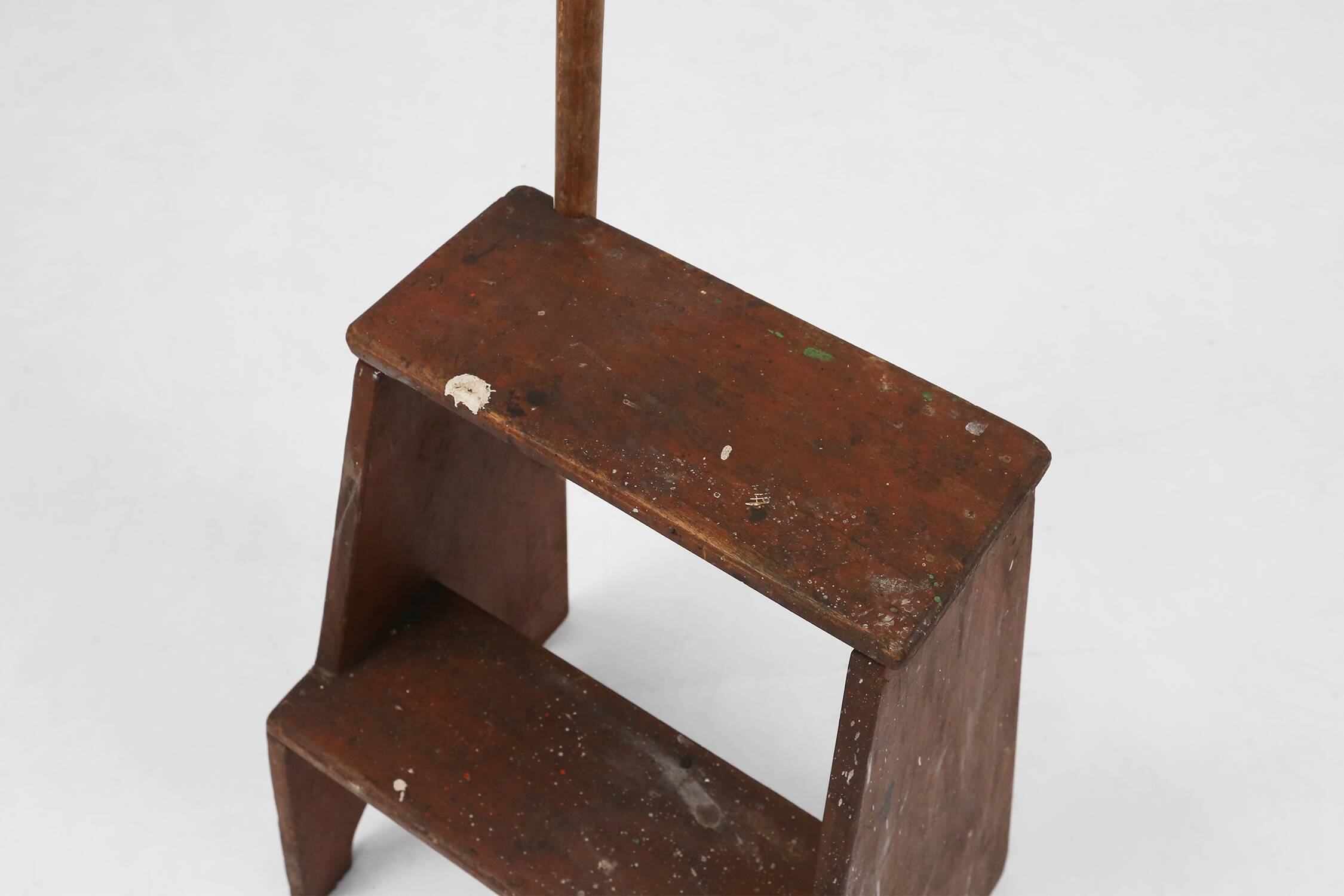 French Industrial Wooden Stepladder, 1900s