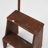 French Industrial Wooden Stepladder, 1900s