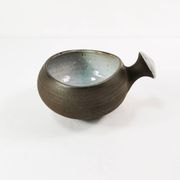 Ceramic, modernist bowl with handle, H. Ditlev. Denmark, 1960s