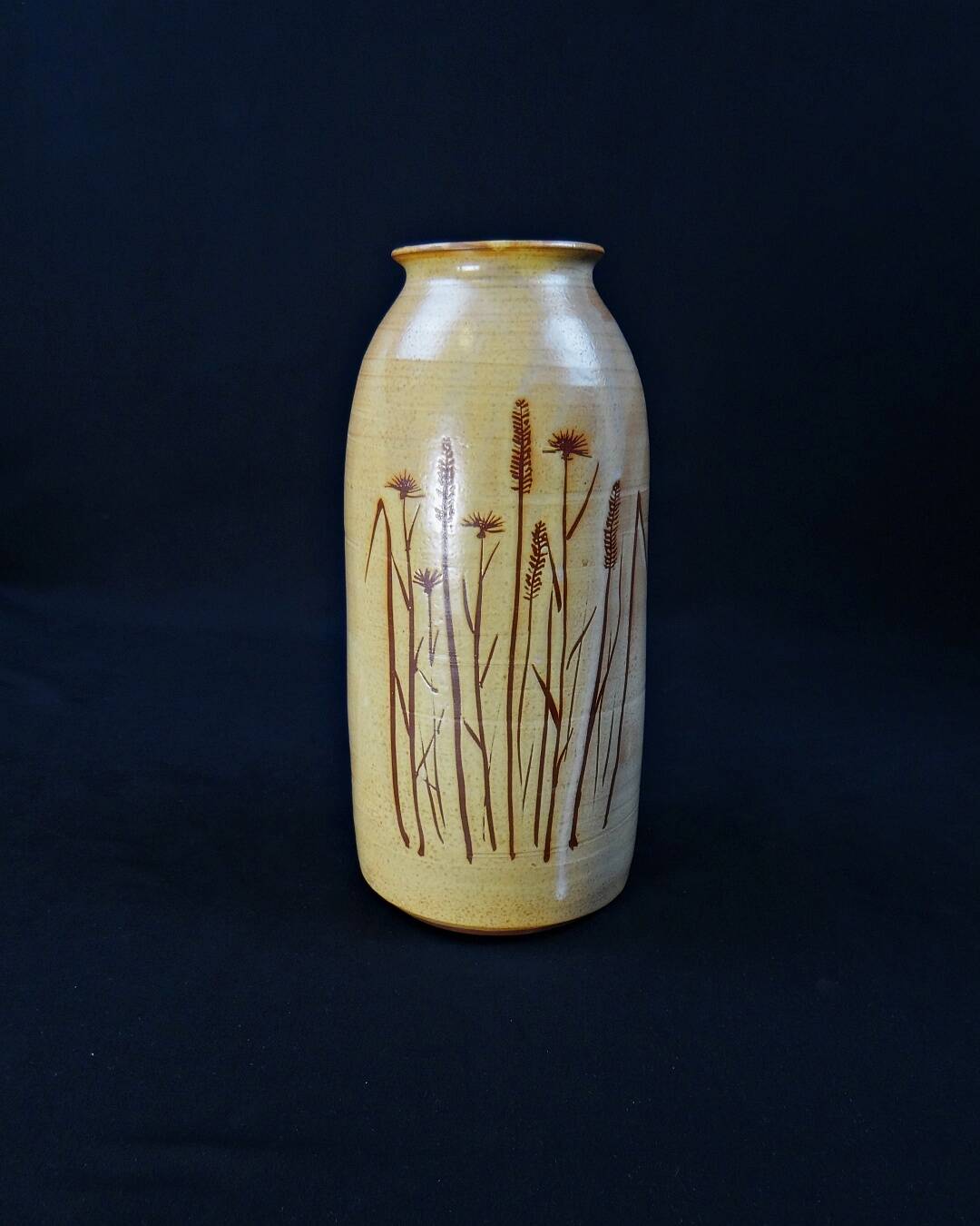 Stoneware Herbarium Vase signed Poteries Dequeker Saint-Georges-la-Pouge, Creuse