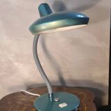 Italian design desk lamp, green metal, Fase style, 1970s, adjustable, flexible