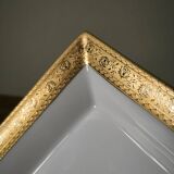 Vintage square empty pocket plate, Limoges porcelain, Imperia, platinum and 22k gold decor
