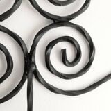 Twisted wrought iron wall coat rack with three hooks