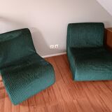 Pair of velvet low chairs circa 1970