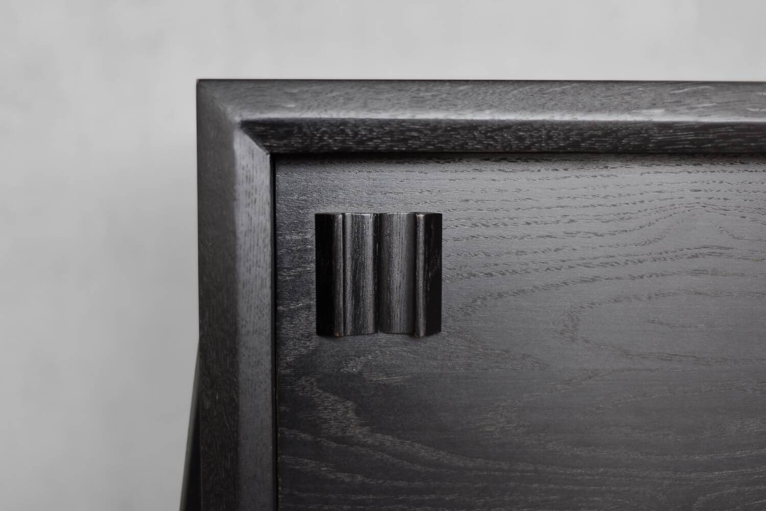 Mid-Century Modern Scandinavian Buffet in Dark Raw Oak with Wooden Handles, 1960s