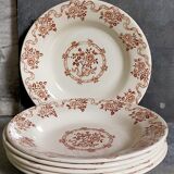 Six antique plates opaque porcelain from GIEN, service "Osborne"