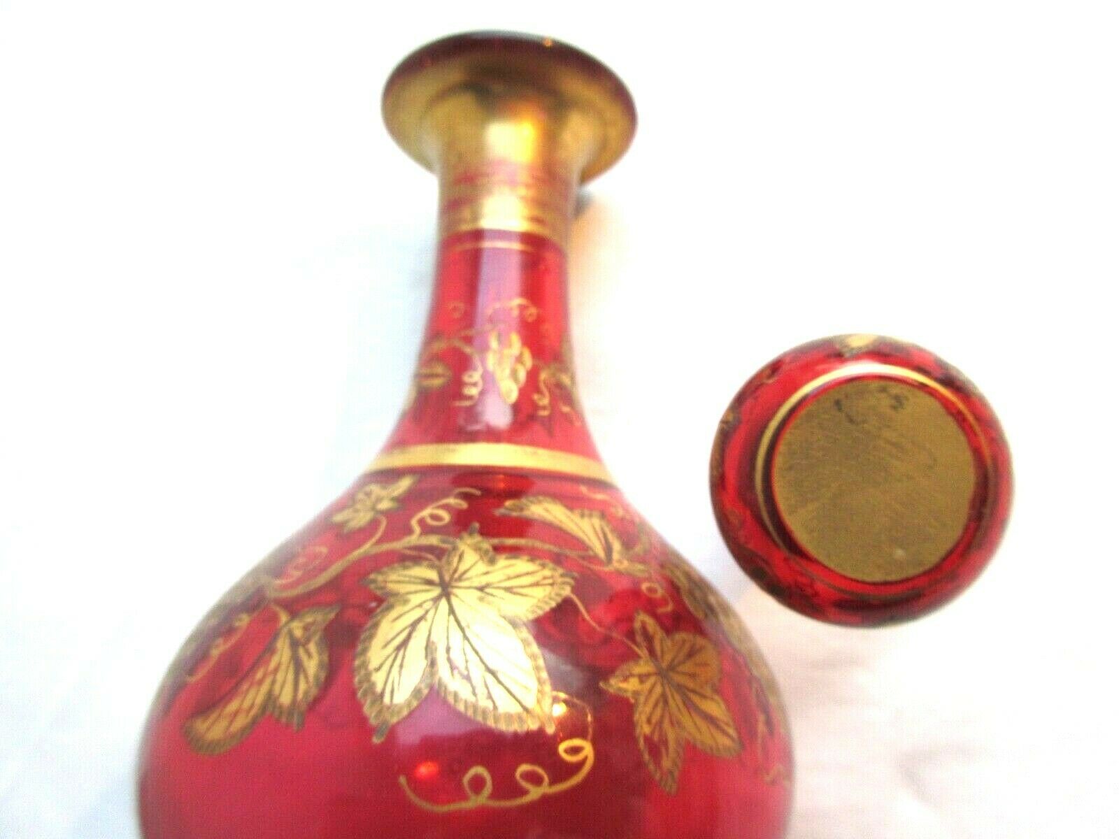 Small carafe Napoleon III red and gold Baccarat crystal, vine decoration