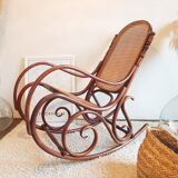 Rocking flesh curved wood and sitting in Art Deco cannage style
