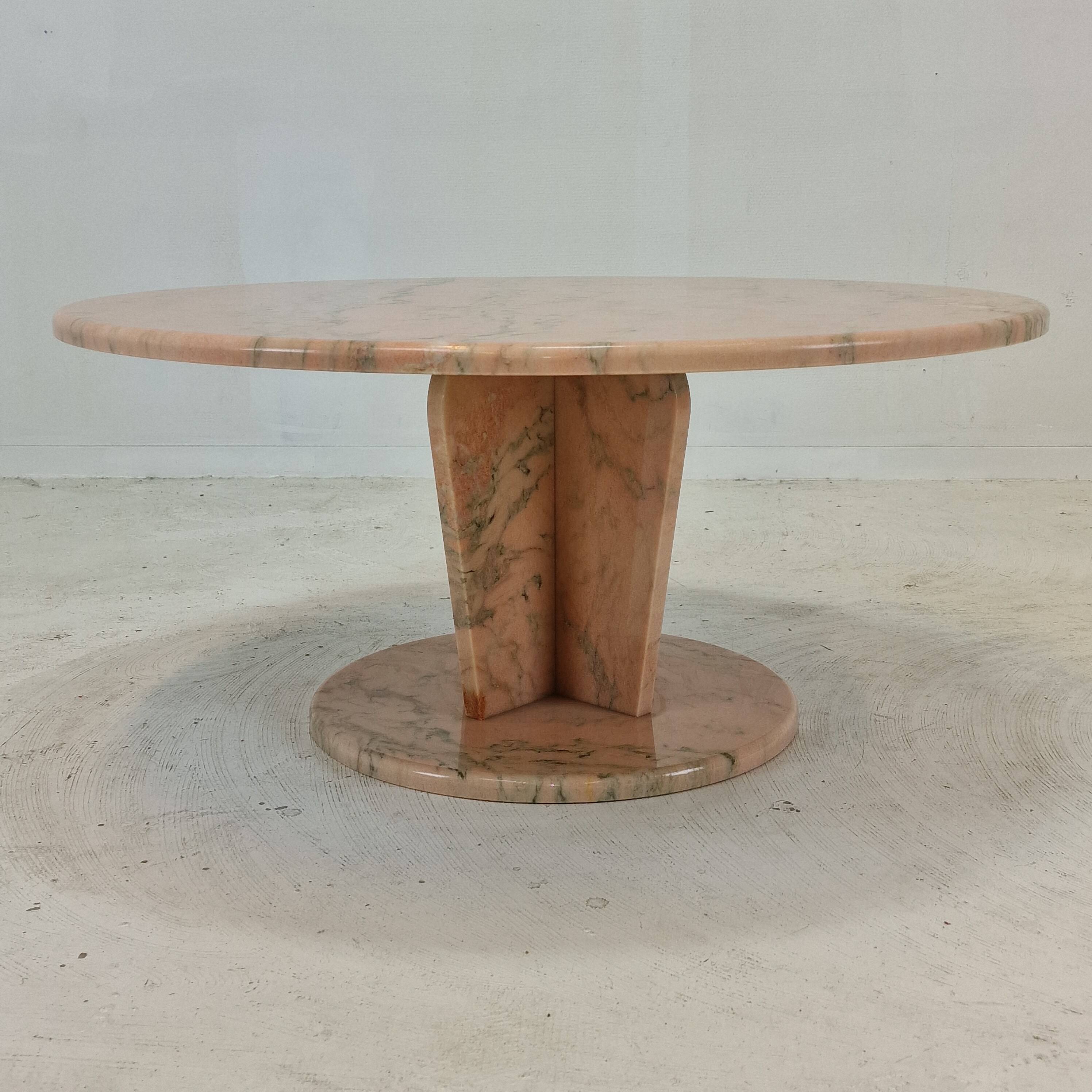 Round Italian Marble Coffee or Side Table, 1980's