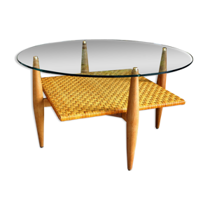 table basse vintage osier - rotin