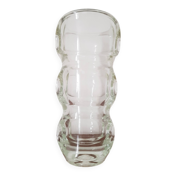 Vase annees 70 en verre moulé