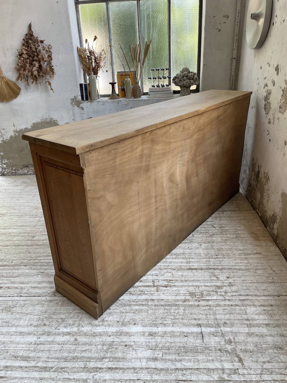 Oak sideboard with glass doors