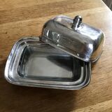 Butter dish metal and glass
