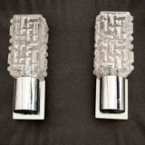 Pair of Targetti glass and chrome wall lights