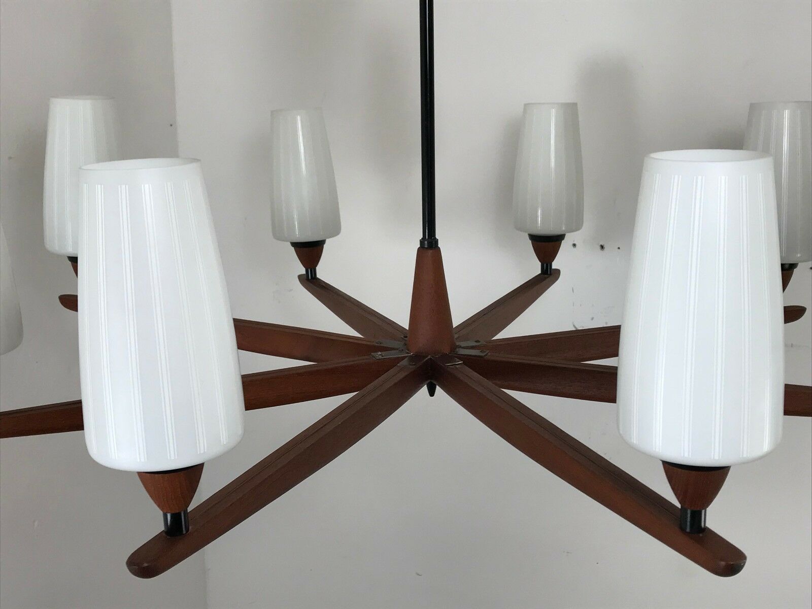 60s 70s teak chandelier Chandelier Uno & Osten Kristiansson for Luxus