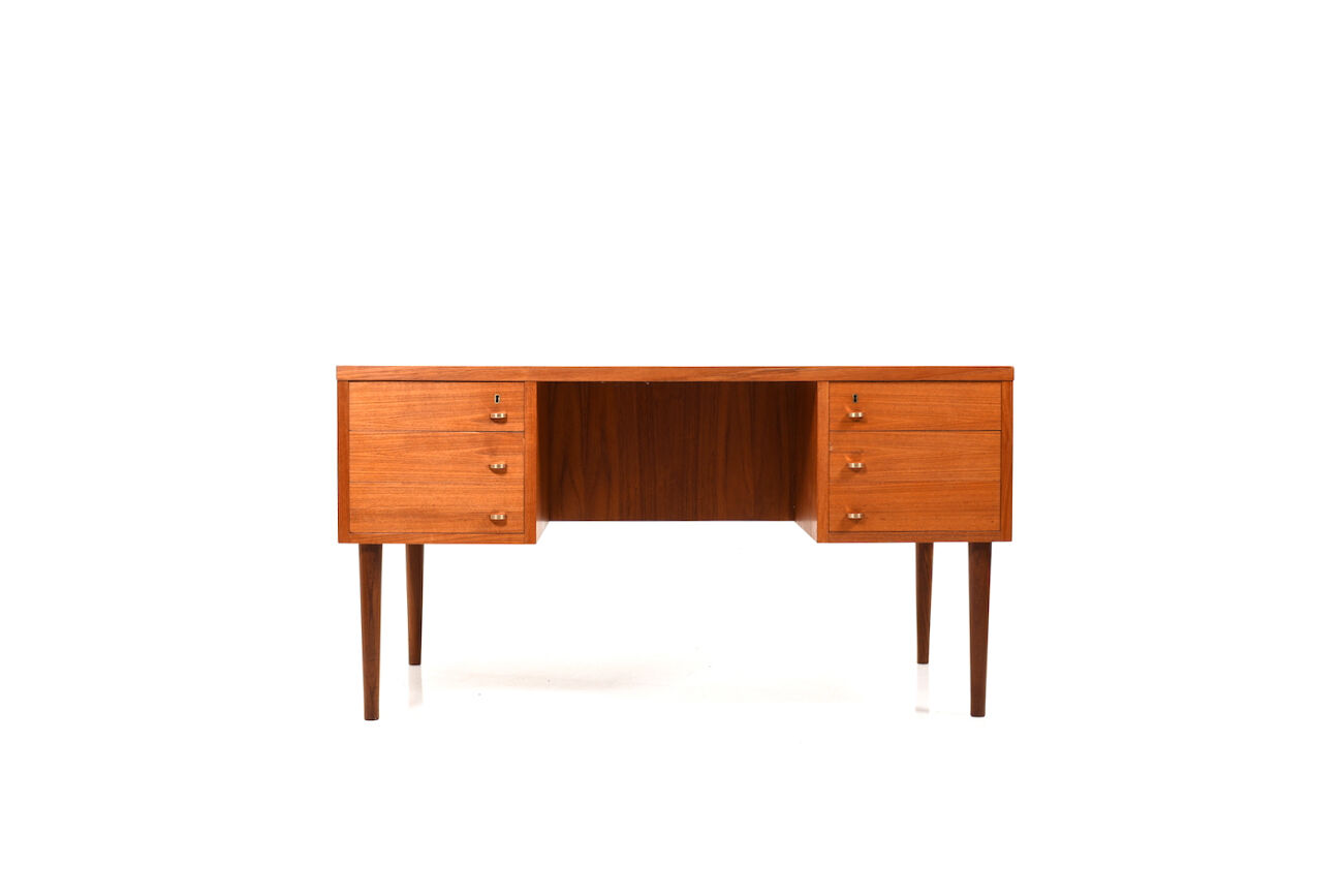 Mid Century Modern Danish Desk with Brass Handles