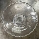 antique footed bowl in engraved glass - fruit bowl
