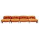 Set of four modular sun loungers by Giuseppe Munari upholstered in cognac leather.